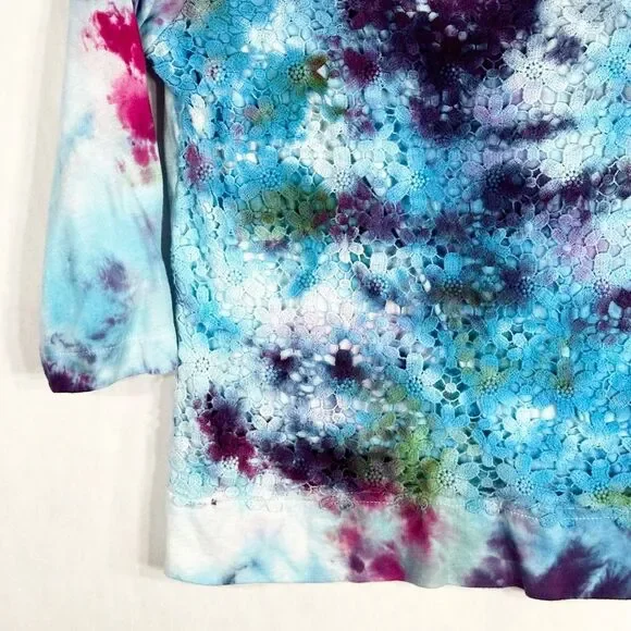 Crown‎ Ivy Small Top Garden Glow Tie Dye Handmade Blue Purple Pink Lace 1521 - Picture 5 of 12